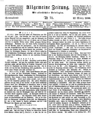 Allgemeine Zeitung Samstag 12. März 1836