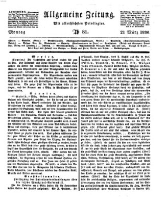 Allgemeine Zeitung Montag 21. März 1836