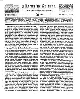 Allgemeine Zeitung Donnerstag 31. März 1836