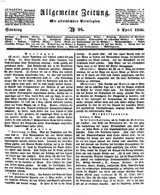 Allgemeine Zeitung Sonntag 3. April 1836