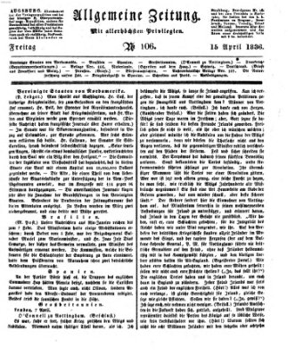 Allgemeine Zeitung Freitag 15. April 1836