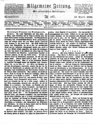 Allgemeine Zeitung Samstag 16. April 1836