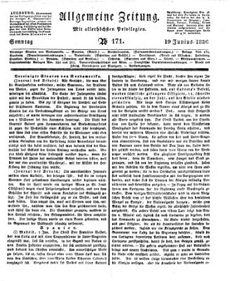Allgemeine Zeitung Sonntag 19. Juni 1836