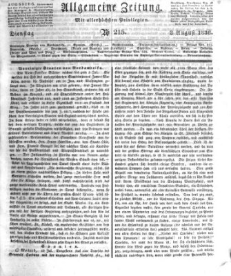 Allgemeine Zeitung Dienstag 2. August 1836