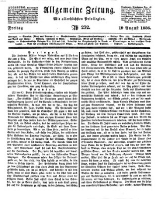 Allgemeine Zeitung Freitag 19. August 1836