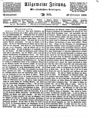 Allgemeine Zeitung Samstag 29. Oktober 1836