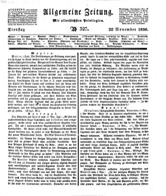 Allgemeine Zeitung Dienstag 22. November 1836