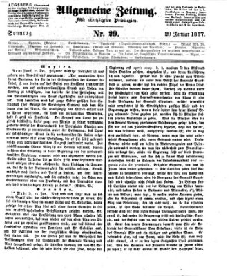Allgemeine Zeitung Sonntag 29. Januar 1837