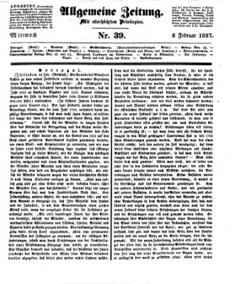 Allgemeine Zeitung Mittwoch 8. Februar 1837