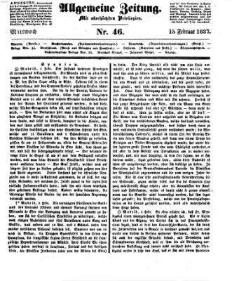 Allgemeine Zeitung Mittwoch 15. Februar 1837