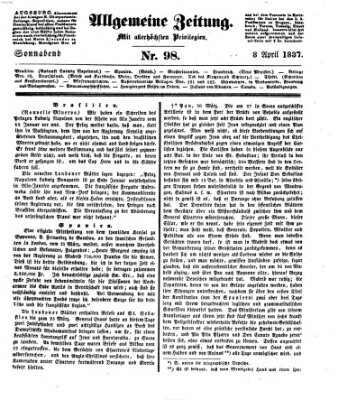 Allgemeine Zeitung Samstag 8. April 1837