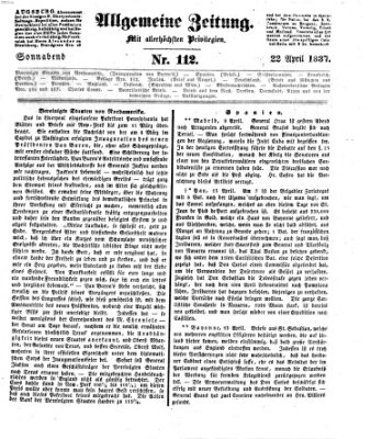 Allgemeine Zeitung Samstag 22. April 1837