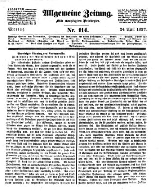 Allgemeine Zeitung Montag 24. April 1837