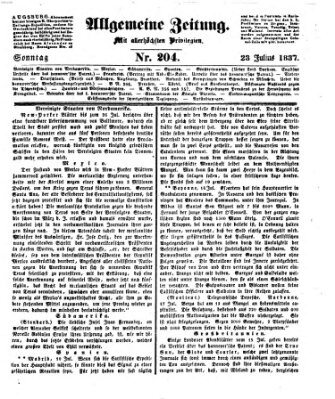 Allgemeine Zeitung Sonntag 23. Juli 1837