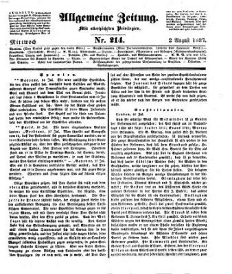 Allgemeine Zeitung Mittwoch 2. August 1837
