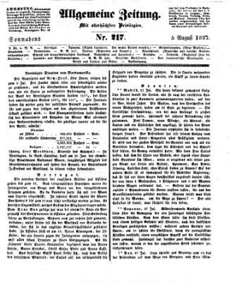 Allgemeine Zeitung Samstag 5. August 1837