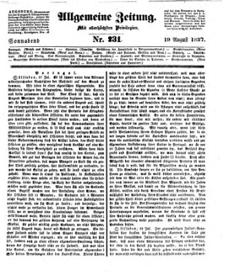 Allgemeine Zeitung Samstag 19. August 1837