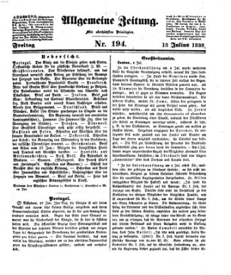 Allgemeine Zeitung Freitag 13. Juli 1838