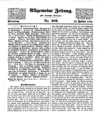 Allgemeine Zeitung Sonntag 22. Juli 1838