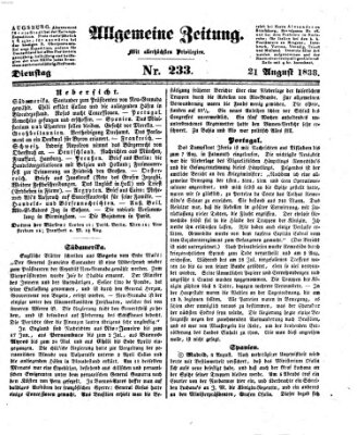 Allgemeine Zeitung Dienstag 21. August 1838