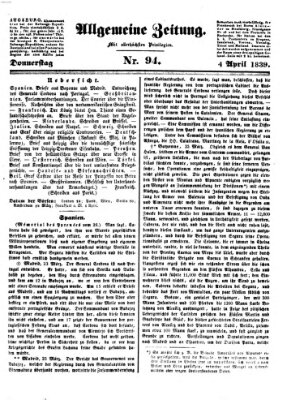 Allgemeine Zeitung Donnerstag 4. April 1839