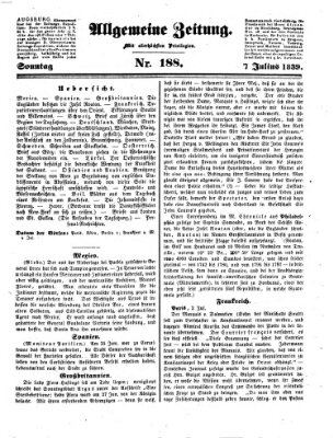 Allgemeine Zeitung Sonntag 7. Juli 1839