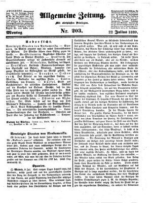 Allgemeine Zeitung Montag 22. Juli 1839