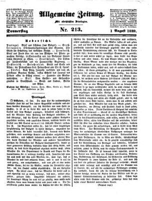 Allgemeine Zeitung Donnerstag 1. August 1839