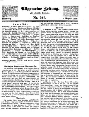 Allgemeine Zeitung Montag 5. August 1839