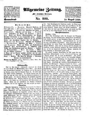Allgemeine Zeitung Samstag 10. August 1839