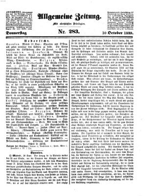 Allgemeine Zeitung Donnerstag 10. Oktober 1839