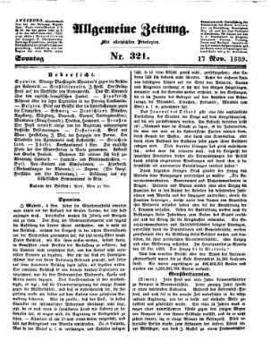 Allgemeine Zeitung Sonntag 17. November 1839