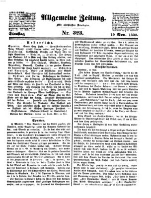 Allgemeine Zeitung Dienstag 19. November 1839