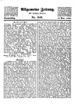 Allgemeine Zeitung Donnerstag 12. Dezember 1839