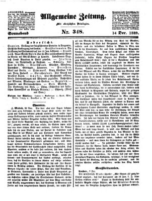 Allgemeine Zeitung Samstag 14. Dezember 1839