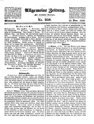Allgemeine Zeitung Mittwoch 25. Dezember 1839