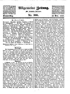 Allgemeine Zeitung Donnerstag 26. Dezember 1839