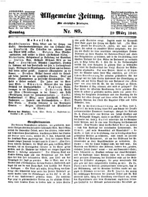 Allgemeine Zeitung Sonntag 29. März 1840