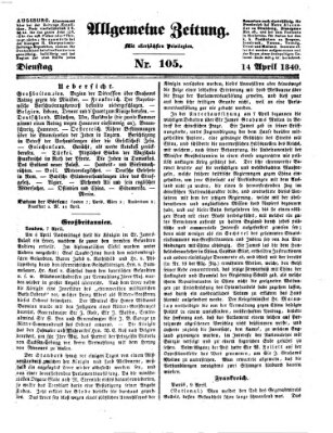 Allgemeine Zeitung Dienstag 14. April 1840