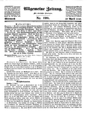 Allgemeine Zeitung Mittwoch 29. April 1840