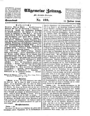Allgemeine Zeitung Samstag 11. Juli 1840