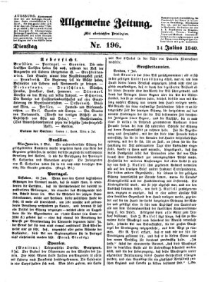 Allgemeine Zeitung Dienstag 14. Juli 1840