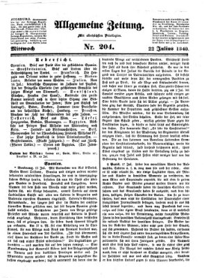 Allgemeine Zeitung Mittwoch 22. Juli 1840