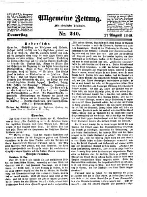 Allgemeine Zeitung Donnerstag 27. August 1840