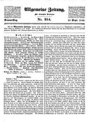 Allgemeine Zeitung Donnerstag 10. September 1840