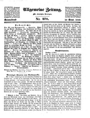 Allgemeine Zeitung Samstag 26. September 1840