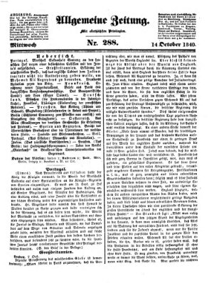 Allgemeine Zeitung Mittwoch 14. Oktober 1840