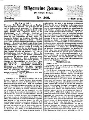 Allgemeine Zeitung Dienstag 3. November 1840