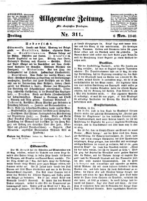 Allgemeine Zeitung Freitag 6. November 1840