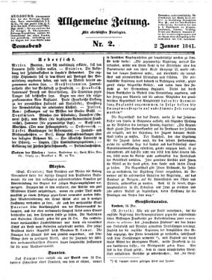 Allgemeine Zeitung Samstag 2. Januar 1841